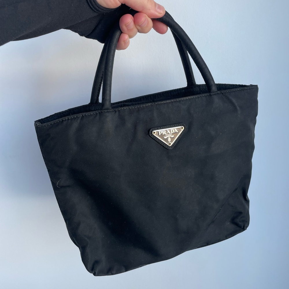 Prada black nylon bag tote
